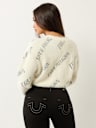 FUZZY LOGO CROP CARDIGAN SWEATER