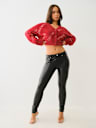 FUZZY LOGO CROP CARDIGAN SWEATER