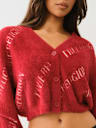 FUZZY LOGO CROP CARDIGAN SWEATER