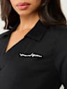 POPLIN EMBROIDERED LOGO V NECK SHIRT