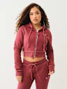 CROP BIG T ZIP HOODIE
