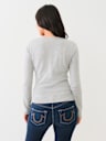 CRYSTAL LOGO SCOOP NECK SWEATER