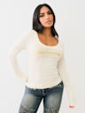 CRYSTAL LOGO SCOOP NECK SWEATER