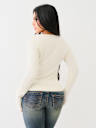 CRYSTAL LOGO SCOOP NECK SWEATER