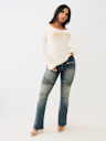 CRYSTAL LOGO SCOOP NECK SWEATER