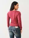 CRYSTAL LOGO SCOOP NECK SWEATER