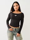 HORSESHOE BOAT NECK LONG SLEEVE TEE
