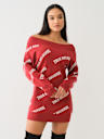OFF-THE-SHOULDER LOGO SWEATER DRESS