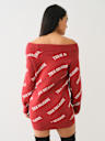 OFF-THE-SHOULDER LOGO SWEATER DRESS