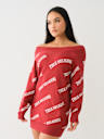 OFF-THE-SHOULDER LOGO SWEATER DRESS