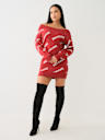 OFF-THE-SHOULDER LOGO SWEATER DRESS