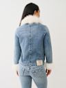 FAUX FUR TRIM DENIM JACKET
