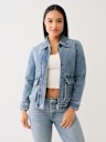 FAUX FUR TRIM DENIM JACKET