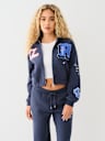 CRYSTAL PATCH ZIP VARSITY HOODIE