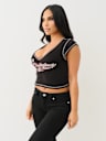 RUCHED CAP SLEEVE LOGO BABY TEE