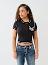 CAMISETA PEQUEÑA CON LOGOTIPO CON ALAS DE CRISTAL Y COSTURA PLANA