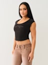 LACE LOGO SCOOP NECK BABY TEE