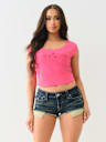 LACE LOGO SCOOP NECK BABY TEE
