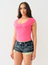 LACE LOGO SCOOP NECK BABY TEE