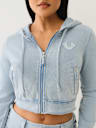 RAW EDGE BIG T SHRUNKEN ZIP HOODIE