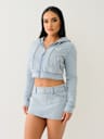 RAW EDGE BIG T SHRUNKEN ZIP HOODIE