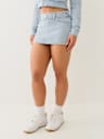 WASHED RAW EDGE BIG T MINI SKIRT