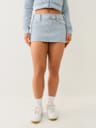 WASHED RAW EDGE BIG T MINI SKIRT
