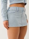 WASHED RAW EDGE BIG T MINI SKIRT