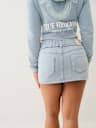 WASHED RAW EDGE BIG T MINI SKIRT