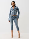 JENNIE MID RISE FLAP SKINNY CAPRI