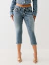 JENNIE MID RISE FLAP SKINNY CAPRI