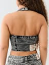 ZIP DENIM HALTER TOP
