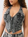 ZIP DENIM HALTER TOP