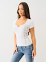 CRYSTAL TRUE RELIGION V NOTCH TEE