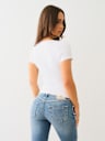 CRYSTAL TRUE RELIGION V NOTCH TEE