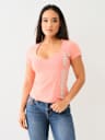 CRYSTAL TRUE RELIGION V NOTCH TEE