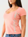 CRYSTAL TRUE RELIGION V NOTCH TEE