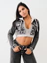 HOODED CROP COMBO JACKET