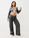 HOODED CROP COMBO JACKET