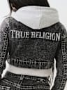 HOODED CROP COMBO JACKET