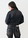 FUR TRIM DENIM MOTO JACKET