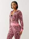 VELOUR LEOPARD ZIP HOODIE 