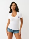 CRYSTAL BUDDHA V NECK TEE