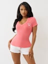 CRYSTAL BUDDHA V NECK TEE