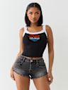 EMBROIDERED CROPPED RINGER TANK
