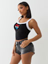 EMBROIDERED CROPPED RINGER TANK