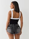EMBROIDERED CROPPED RINGER TANK