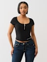 HALF ZIP RIBBED TOP