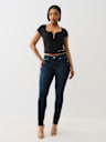 HALF ZIP RIBBED TOP