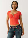 HALF ZIP RIBBED TOP